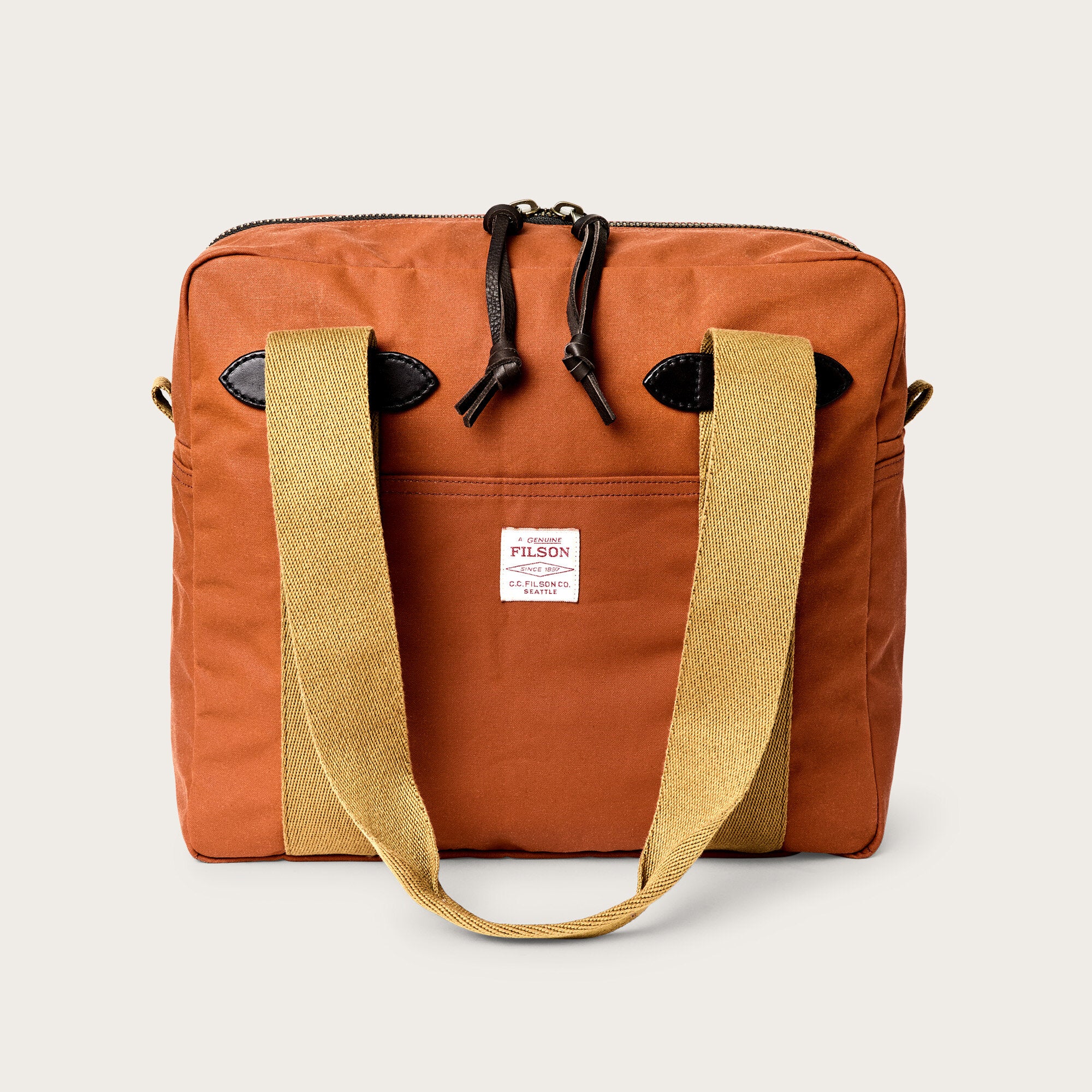 Tin cloth zipper tote bag by Filson | Rust (Red)