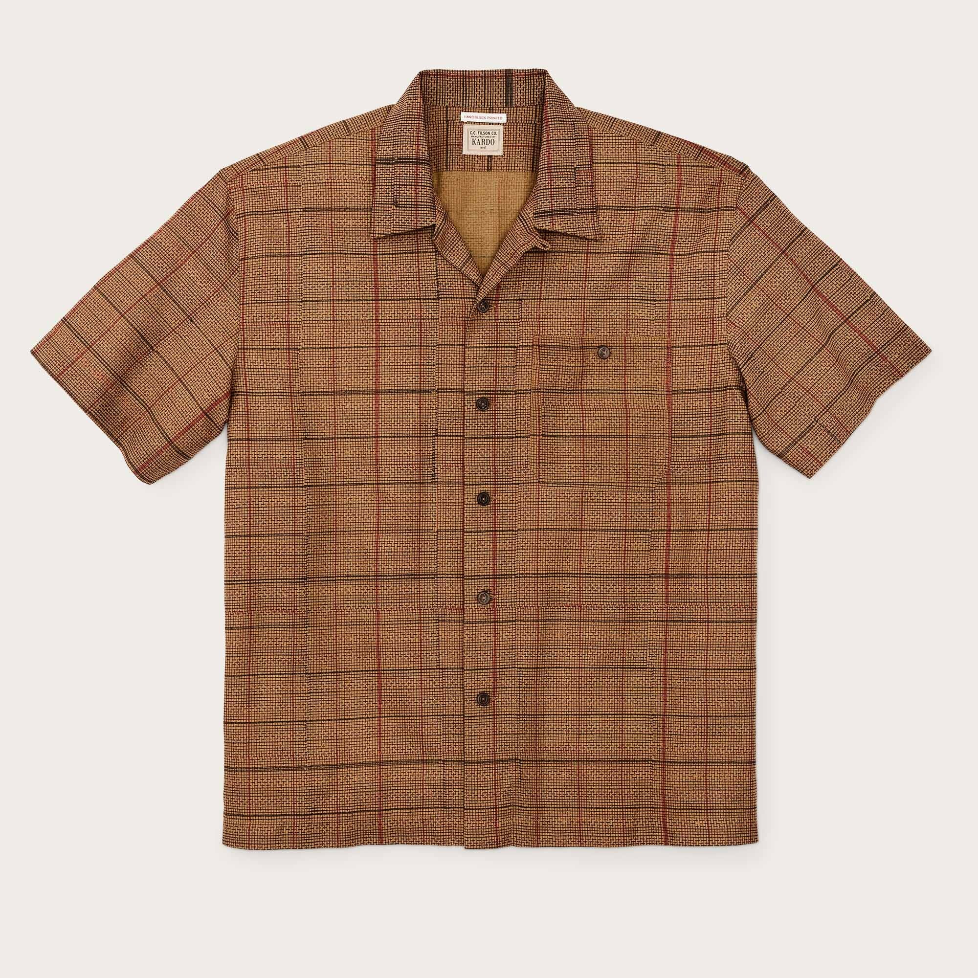 Handprinted camp shirt by Filson | Natural / check prin (Brown)