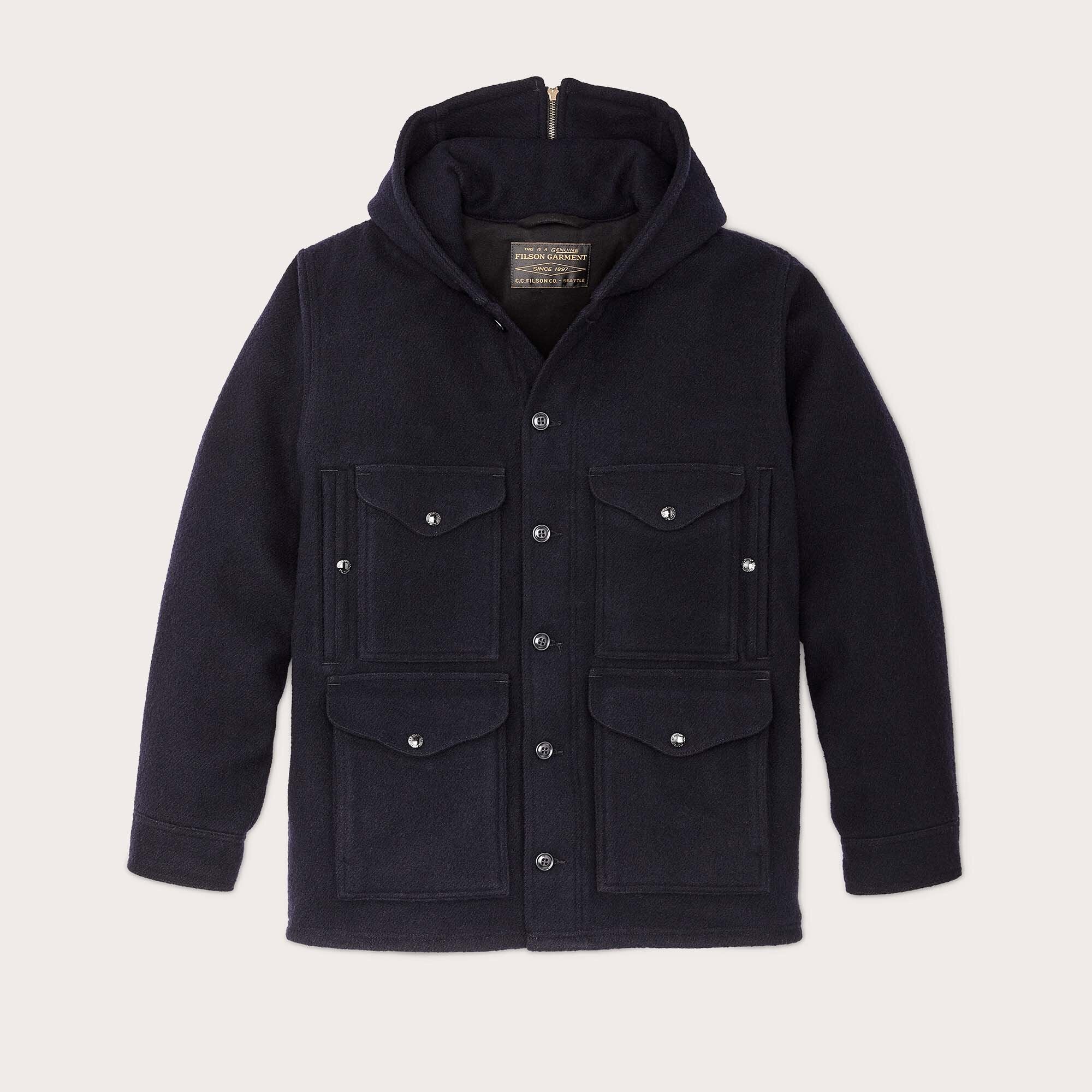 送料無料 いくらから Mackinaw wool hooded cruiser jacket by Filson | Dark navy (Blue) ジャケット・アウター