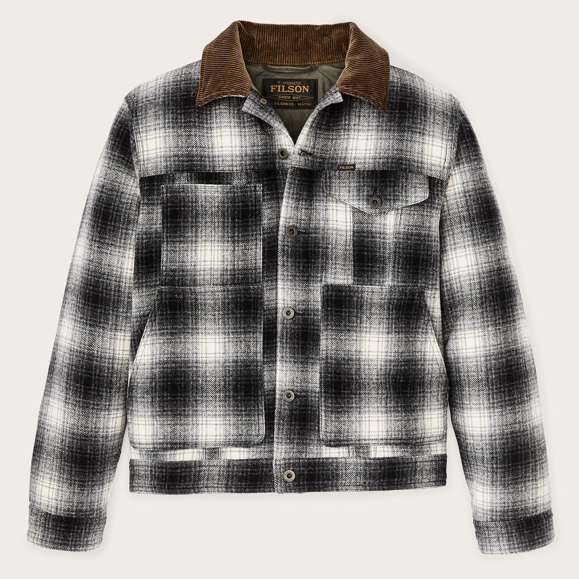 Spokane insulated short cruiser jacket by Filson | Charcoal ombre