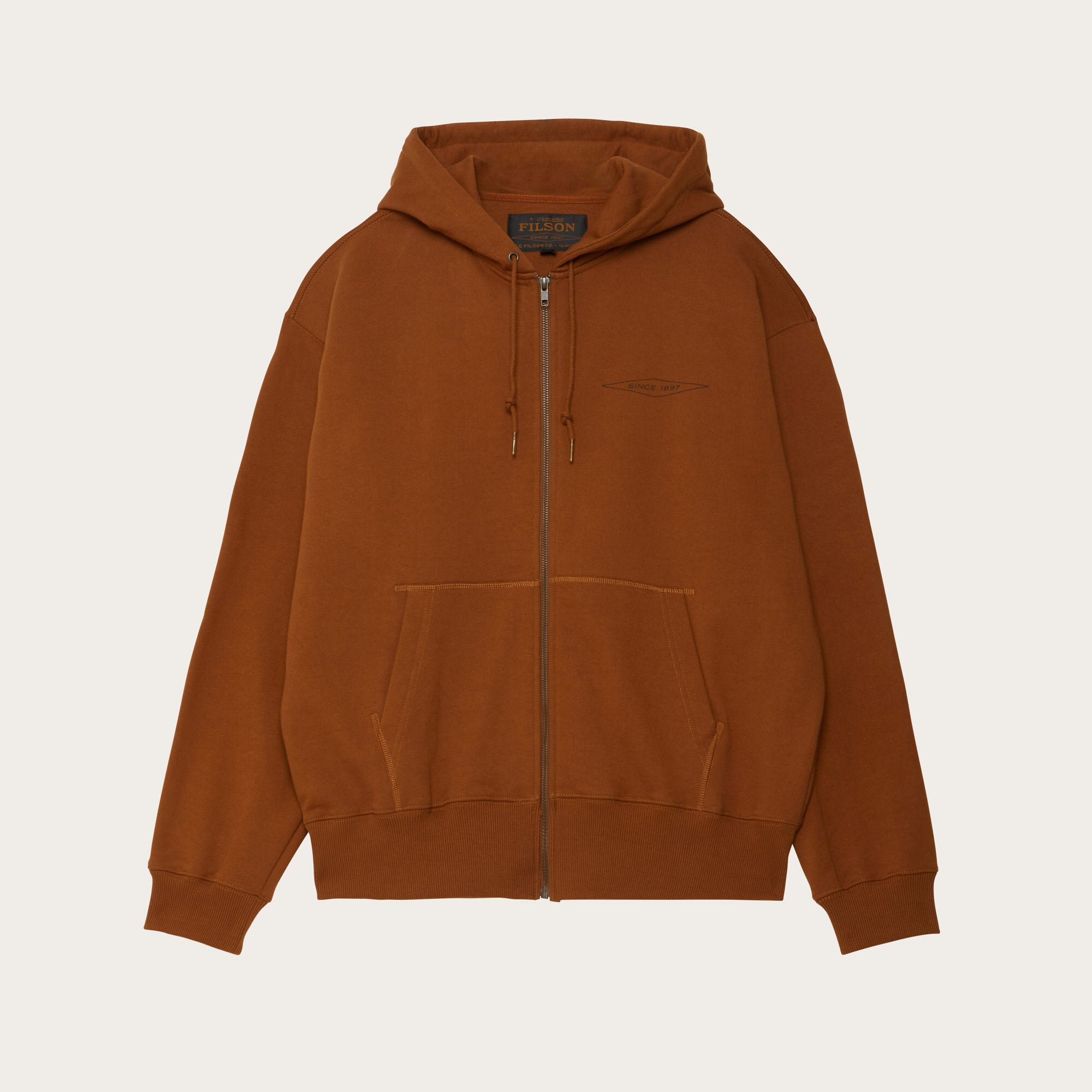 Outrider diamond full zip hood by Filson | Whiskey (Orange)