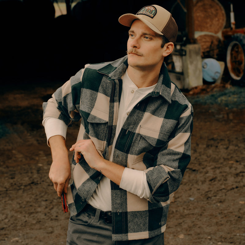 Wool jac-shirt by Filson | Pine / beige check (Beige)