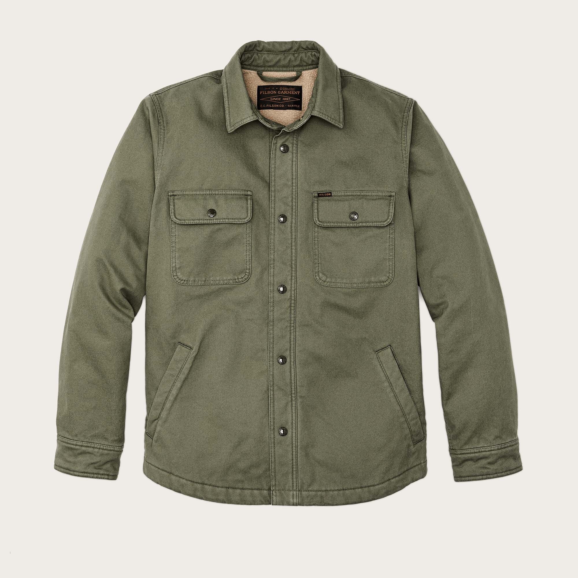 Fleece-lined jac-shirt by Filson | Service green (Green) Fleece-lined jac-shirt by Filson | Service green (Green)