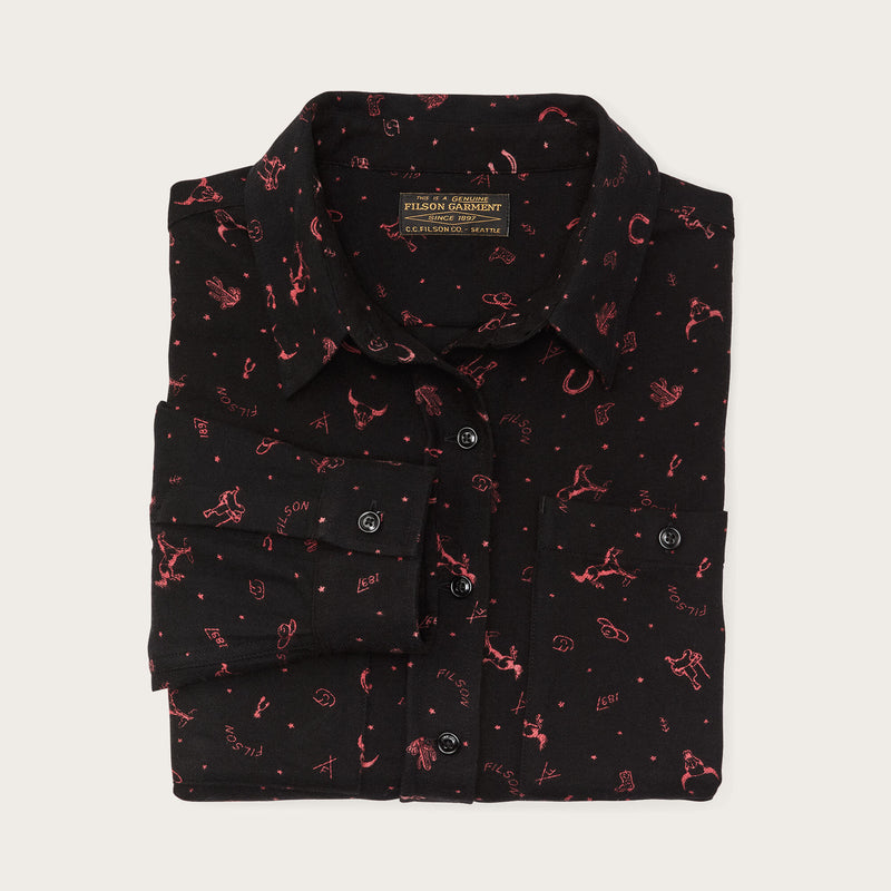 The women’s rangeland flannel shirt by Filson | Black / red western (Black)