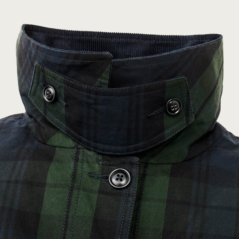 Women's dry waxed long cruiser von Filson | Black/ green plaid (Multicolour)