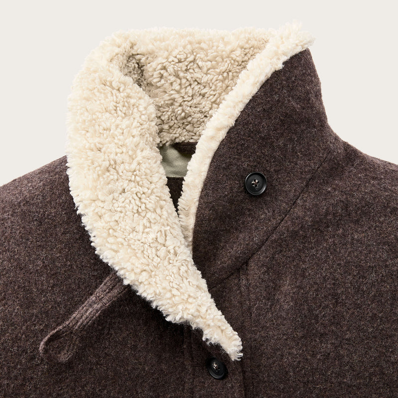 Women’s kodiak shawl collar coat by Filson | Brown / yellow strip (Brown)