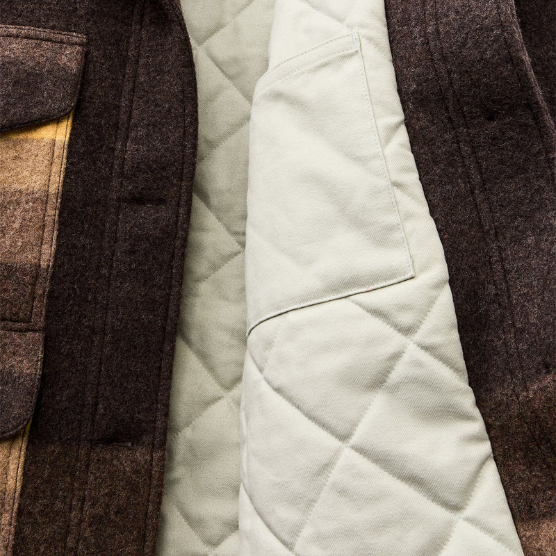 Women’s kodiak shawl collar coat by Filson | Brown / yellow strip (Brown)