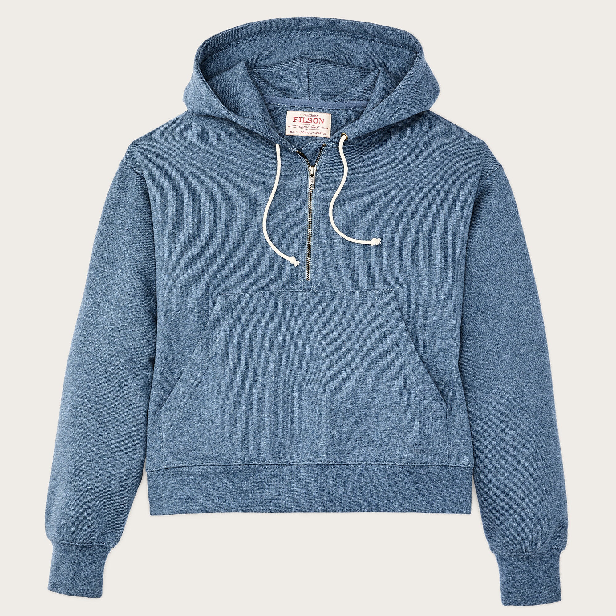 Women's french terry half-zip hoodie by Filson | Light blue (Blue)