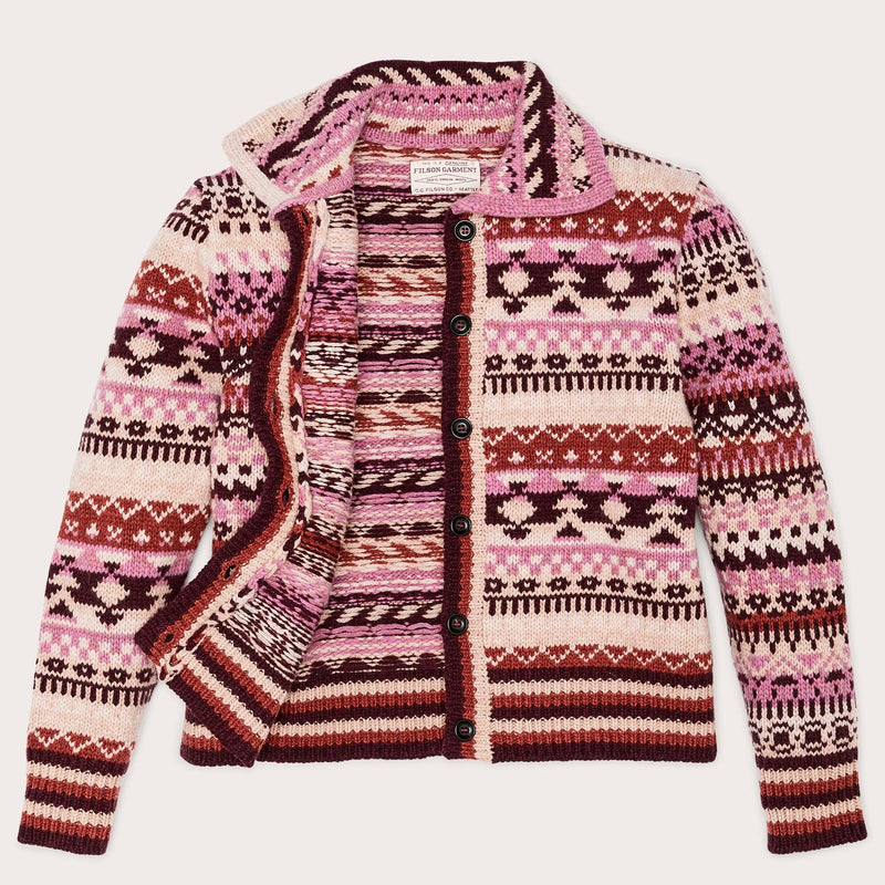 Women's fair isle cardigan di Filson | Burgundycream (Multicolour)