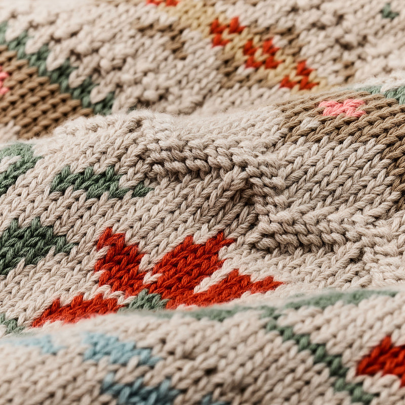 Women's jacquard cotton vest di Filson | Flower jacquard (Beige)