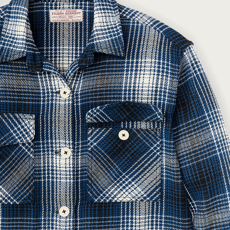 Women’s deer island jac-shirt di Filson | Cobalt/natural shadow plaid (Blue)