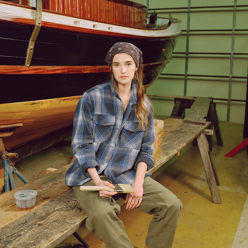 Women’s deer island jac-shirt di Filson | Cobalt/natural shadow plaid (Blue)