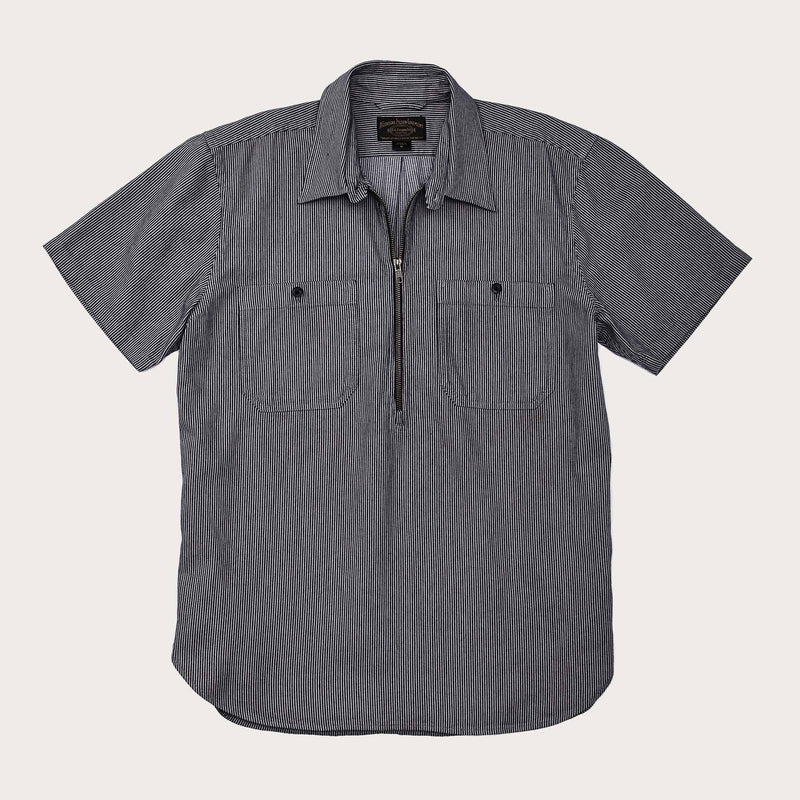 Short sleeve mechanic shirt di Filson | Navy/ gray hickory stripe (Grey)