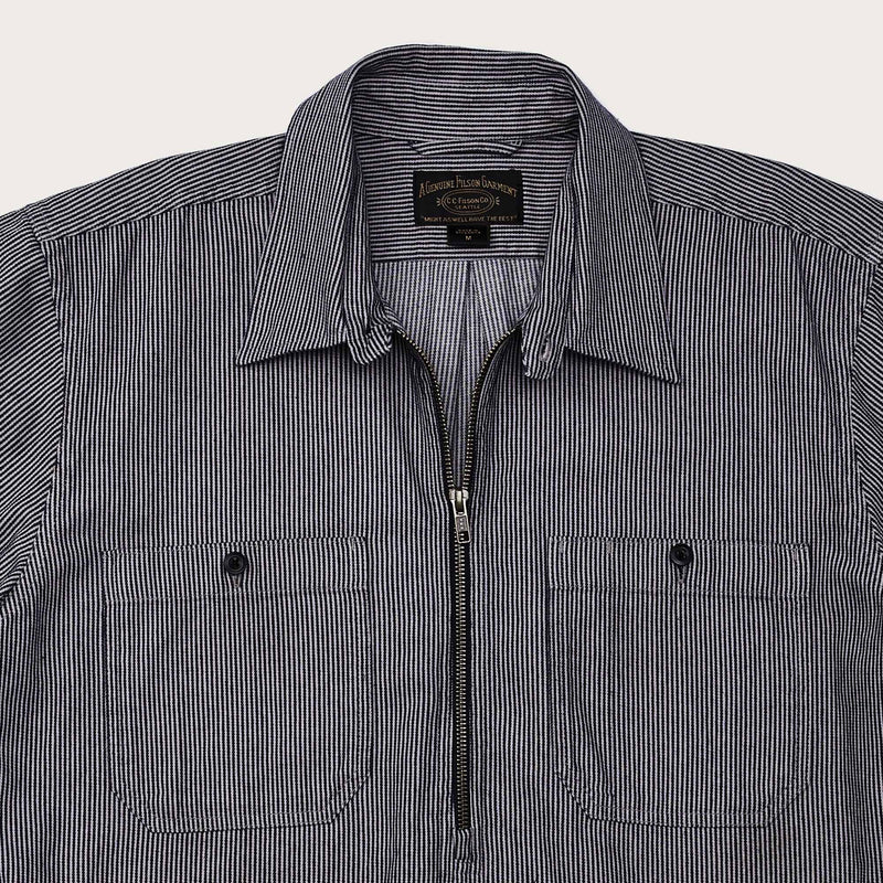 Short sleeve mechanic shirt di Filson | Navy/ gray hickory stripe (Grey)