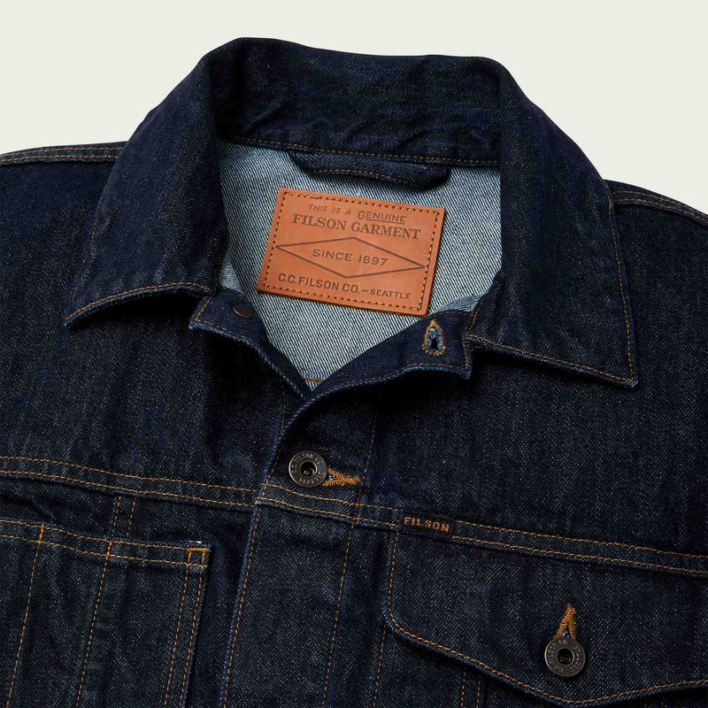 Unlined denim short cruiser jacket by Filson | Rinse indigo (Blue)