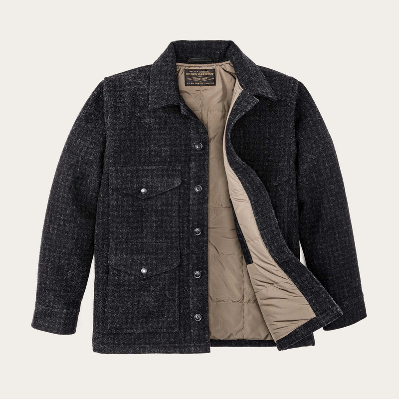 Mackinaw wool insulated cruiser jacket di Filson | Black marl / heather check (Black)