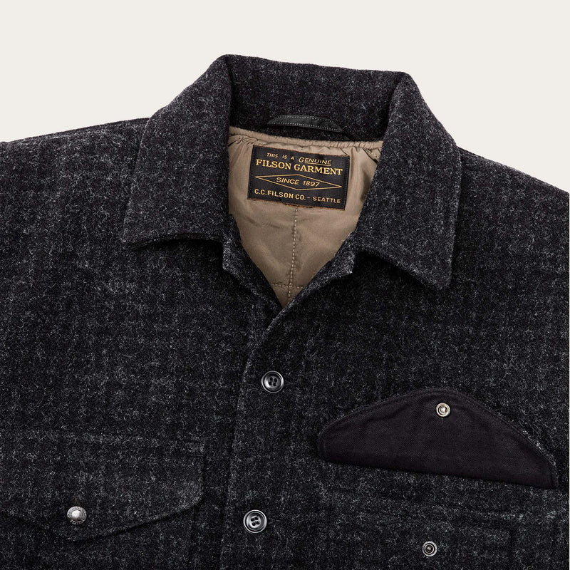 Mackinaw wool insulated cruiser jacket di Filson | Black marl / heather check (Black)