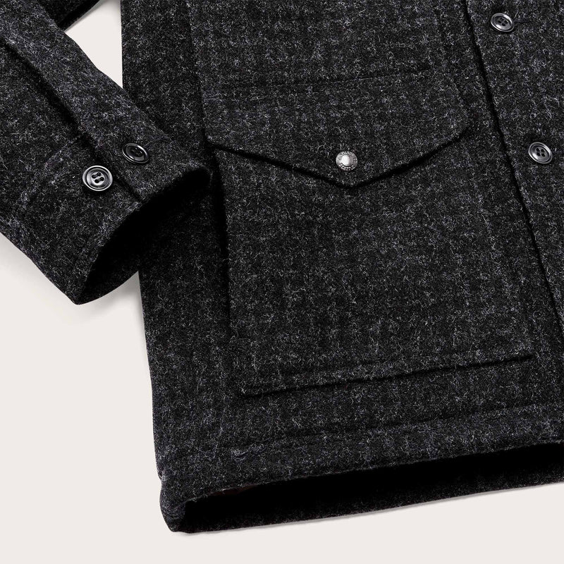 Mackinaw wool insulated cruiser jacket di Filson | Black marl / heather check (Black)