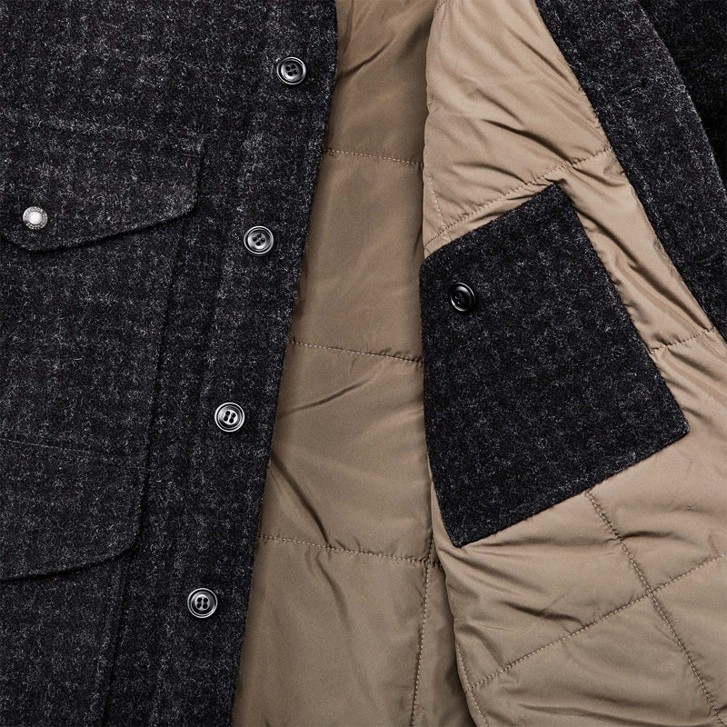 Mackinaw wool insulated cruiser jacket di Filson | Black marl / heather check (Black)