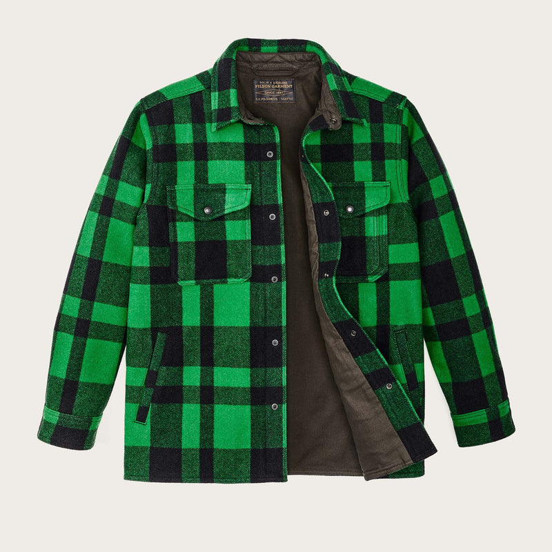 Lined mackinaw wool jac-shirt di Filson | Acid green / black heritage plaid x (Green)