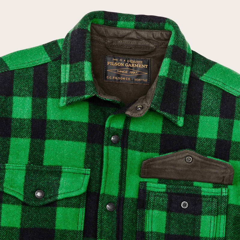 Lined mackinaw wool jac-shirt di Filson | Acid green / black heritage plaid x (Green)