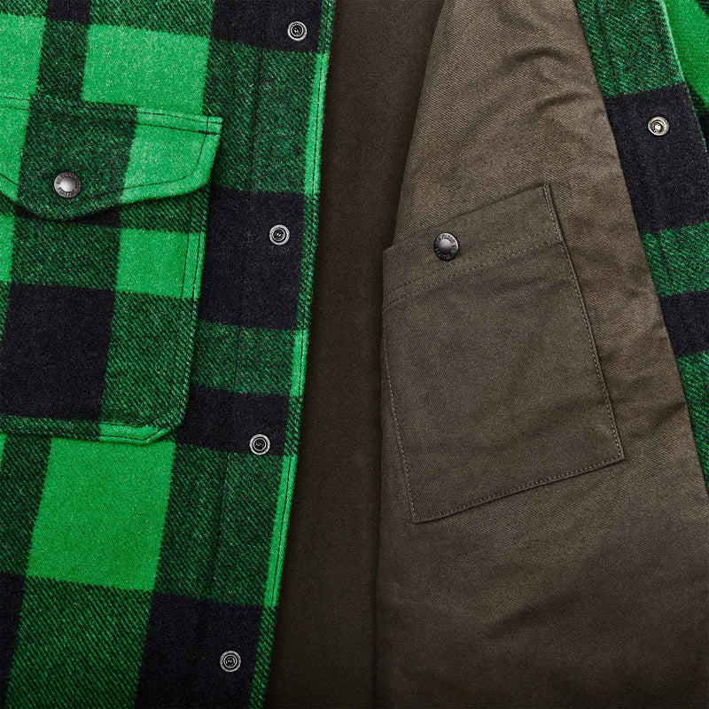 Lined mackinaw wool jac-shirt di Filson | Acid green / black heritage plaid x (Green)