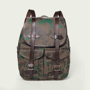 Large waxed rugged twill rucksack by Filson | Dark wax shrub camo (Gray)