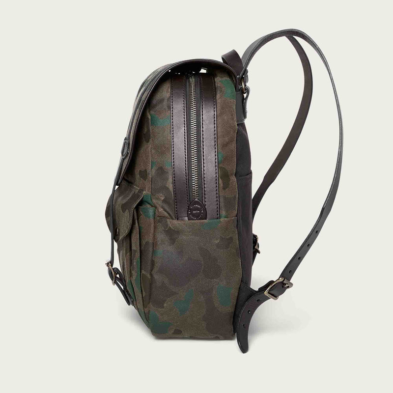 Large waxed rugged twill rucksack by Filson | Dark wax shrub camo (Gray)