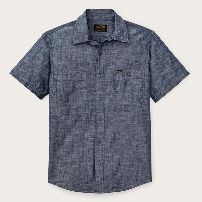 Short sleeve chambray shirt di Filson | Vintage fade chambray (Blue)