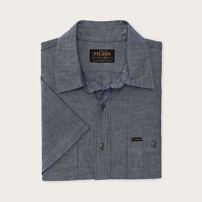 Short sleeve chambray shirt di Filson | Vintage fade chambray (Blue)