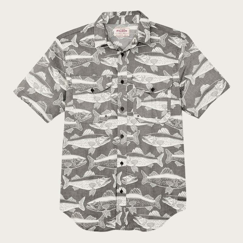 Twin lakes short sleeve sport shirt di Filson | Beluga / print (Gray)