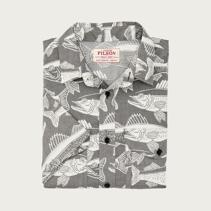 Twin lakes short sleeve sport shirt di Filson | Beluga / print (Gray)