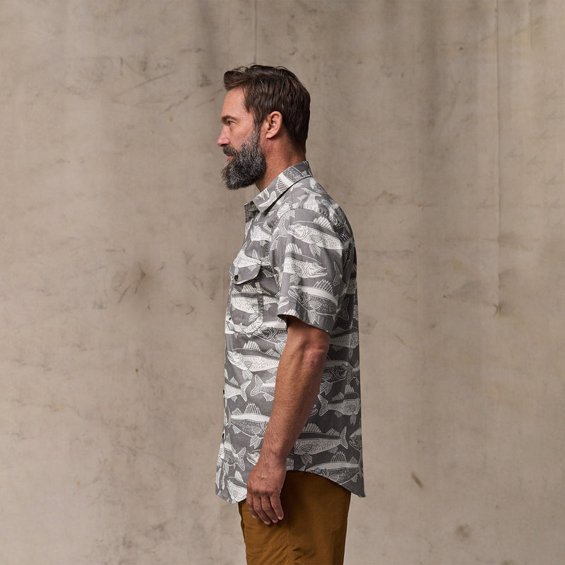 Twin lakes short sleeve sport shirt di Filson | Beluga / print (Gray)