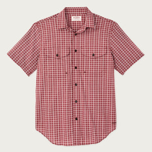 Twin lakes short sleeve sport shirt di Filson | Brick / cream plaid (Red)