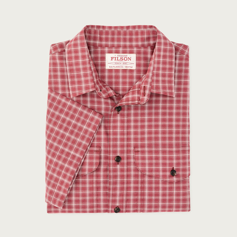 Twin lakes short sleeve sport shirt di Filson | Brick / cream plaid (Red)