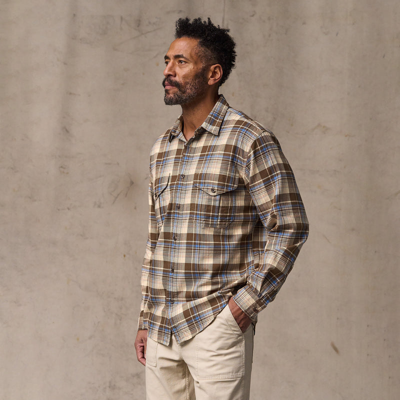 Lightweight alaskan guide shirt by Filson | Cream / blue / multi (Brown)