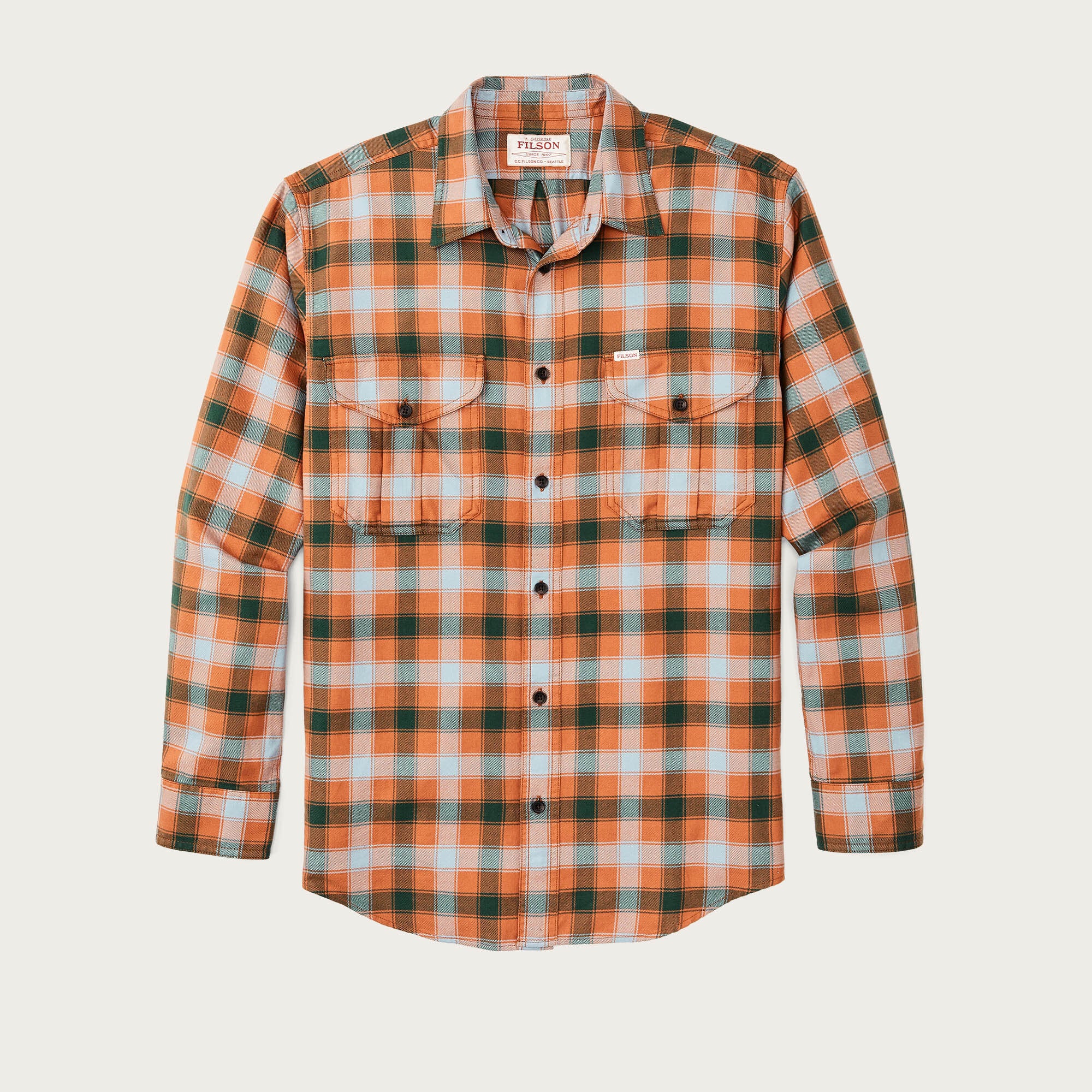 Lightweight alaskan guide shirt by Filson | Clay / blue / multi (Orange)