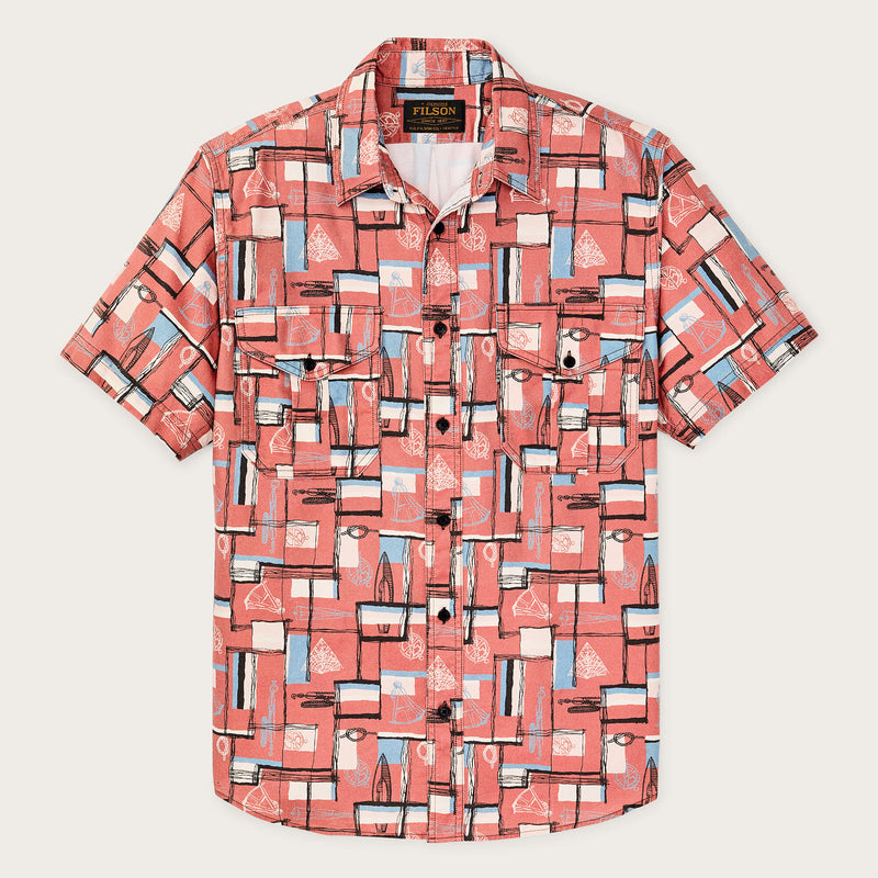 Short sleeve lightweight alaskan guide shirt von Filson | Russet / print (Pink)