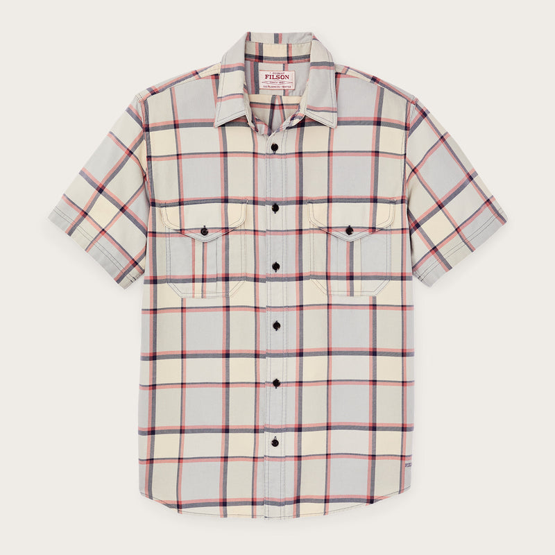 Short sleeve lightweight alaskan guide shirt par Filson | Light blue / tan plaid (Multicolor)