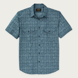Filson's washed short sleeve feather cloth shirt von Filson | Blue / print (Blue)