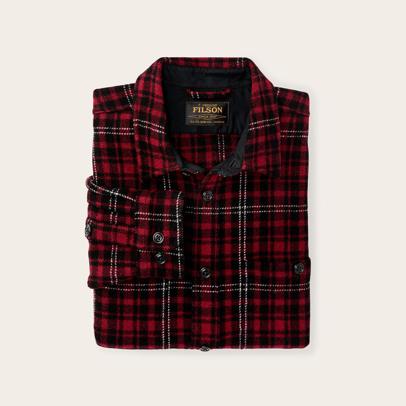 8-oz. wool guide shirt von Filson | Wine / black plaid (Red)
