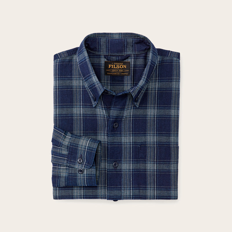 Chambray button-down shirt par Filson | Dark indigo plaid (Blue)
