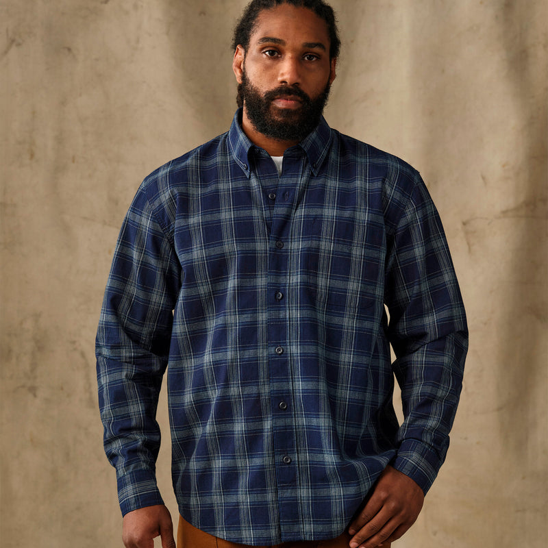 Chambray button-down shirt par Filson | Dark indigo plaid (Blue)