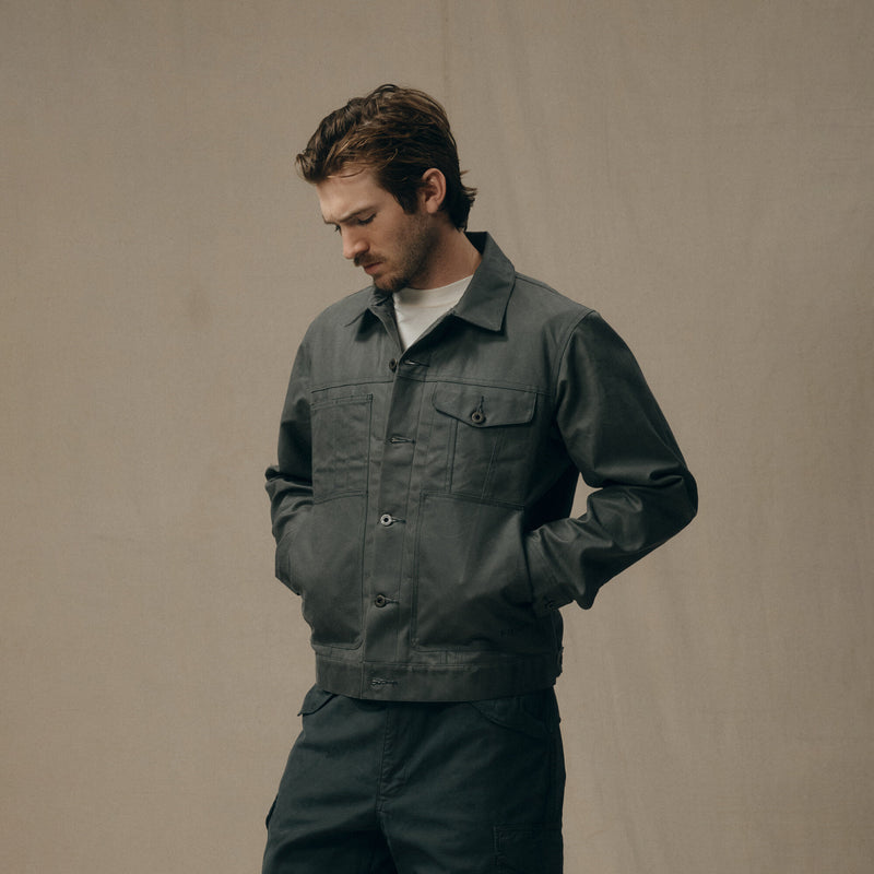 Giacca foderata dal taglio corto cruiser in tin cloth di Filson | Castor gray (Grey)