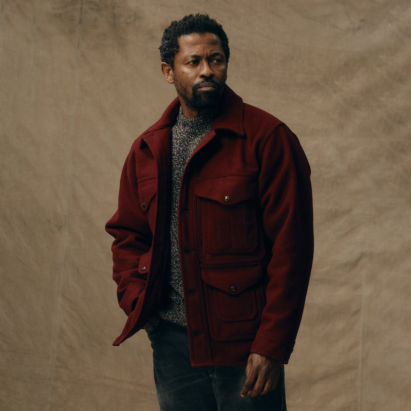 1940s mackinaw wool cruiser jacket von Filson | Wine (Red)