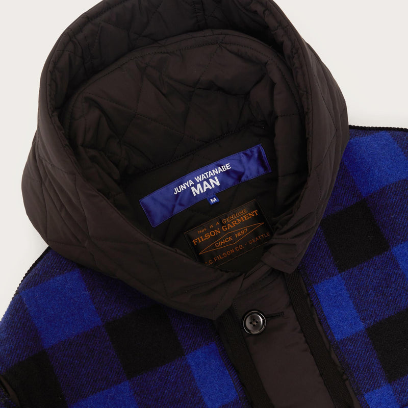 Giacca imbottita in lana a quadri filson x junya watanabe di Filson | Black / navy black (Blue)
