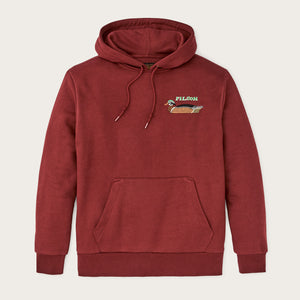 Prospector embroidered hoodie by Filson | Fired brick / ducks (Red)