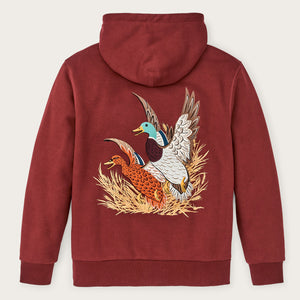 Prospector embroidered hoodie by Filson | Fired brick / ducks (Red)