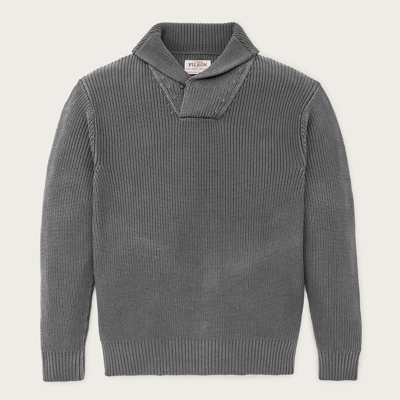 Vintage cotton shawl neck sweater par Filson | Charcoal (Gray)