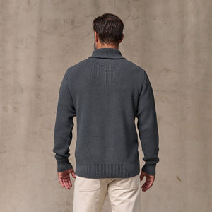 Vintage cotton shawl neck sweater par Filson | Charcoal (Gray)